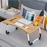 Neetto Réglable Plateau de Lit Bureau Portable Table Ordinateur pour Lit Plateau Petit Dejeuner 60 * 40 Madera + Ranura de la Taza