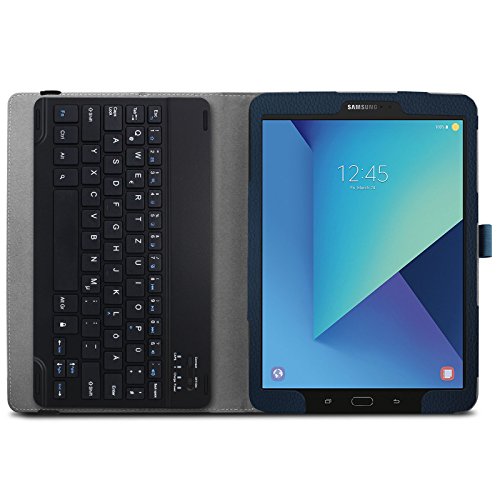 Galaxy Tab S3 9.7 keyboard Tastatur Hülle, Infiland Bluetooth Tastatur Ultradünn leicht Shell Ständer Schutzhülle mit magnetisch abnehmbar drahtloser Bluetooth Tastatur für Samsung Galaxy Tab S3 T820/T825 24,58 cm (9,68 Zoll) Touchscreen Tablet-PC (QWERTZ Tastatur, Dunkleblau) - 6
