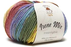 TRICOT CAFE' Tricot Cafè Irene - Gomitolo filato misto lana merinos irrestringibile morbido adatto a tutte le età per Ferri/uncinetto: 3.00/4.00 - Made in Italy - 6 pezzi - Misto Arcobaleno 5001