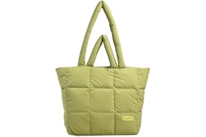 ACUYE Puffer Tote Bag Puffer Purse for Women Large Puffy Tote Handbag Lightweight Quilted Tote Bag Cotton Padded Puffer Bag Shoulder Bag Puffy Bag