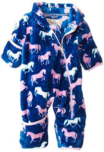 Hatley Baby-Girls Fuzzy Fleece Bundler -Horse Flowers Snowsuit, Purple, 3-6 Months