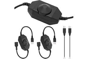 Xiatiaosann LED Dimmer Schalter USB für Led Lampen, USB-Kabel von Buchse auf Stecker mit dimmbarem Drehschalter Controller 5V LED Lichtschlauchschalter Einstellbarer Schalter, 2 Stück