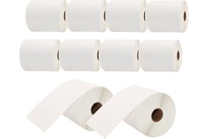 Molabel Etiquetas térmicas de envío – 102 mm x 152 mm (4" x 6") – Perforadas en blanco – Compatible con Zebra y otras impresoras térmicas – 10 rollos, 3000 etiquetas en total