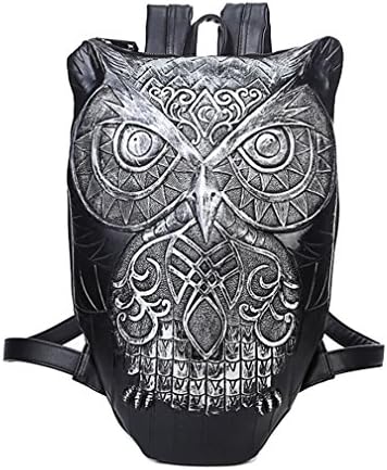 Antique Future Black PU Owl 3D Backpack Bags (Silver)