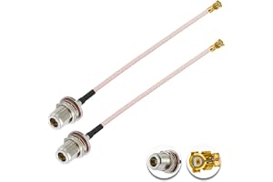 Vecys 2PCS U.F.L1 till N Typ Female Koaxialkabel med Låg Förlust 4" /10CM U.F.L1 RG178 Koaxial Pigtail Kabel för Trådlösa Rou