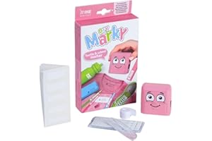 COLOP DIY MARKY - Sello Personalizable para Niños | para Ropa y Objetos Infantiles | Incluye Tinta hasta 1000 Impresiones | Kit Completo con Etiquetas y Cinta Termoadhesiva | (Rosa)