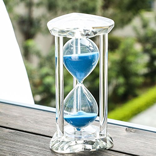 Elegante Sanduhr 15 Minuten Herz Kristall Kreative Sand Timer Sand Uhr für Küche, Büro, Schule oder Geschenk Dekorative – Fertig mit Echt Strand Blau Sand - 2