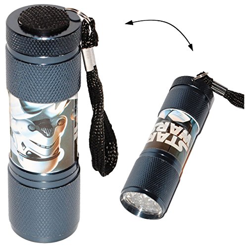 kleine – Taschenlampe LED – “ Star Wars “ – aus Metall – für Kinder & Erwachsene – Mini Lampe / Projektor – 9 fach LEDlicht – Licht Auto Kindertaschenlampe für Jungen – Darth Vader Yoda Jedi Stormtrooper – Metalltaschenlampe – klein – Jungentaschenlampe – Licht / Leuchte – Taschenleuchte - 5