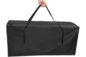 Fenghome Sac de rangement pour coussins de jardin, sac de rangement en tissu Oxford imperméable pour meubles d'extérieur, sac de rangement robuste avec poignée et fermeture éclair, 116x47x51 cm (noir)