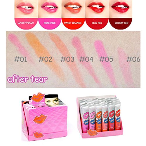 JUYUAN-EU Lip Gloss Lippen Tattoo Magic Lippenstift dauerhafte Wasserlippenglanz Anhaltend Wasserfest Cherry Red - 4