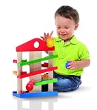 Eichhorn 100002025 – Kugelbahn-Haus, 4-teilig, bunt – Rollbahn aus Holz – 25×34 cm - 5