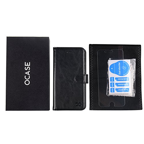 OCASE iPhone 6 Case iPhone 6S Case [Screen Protector Included] Wallet Leather Case For Apple iPhone 6/6S Devices - Black