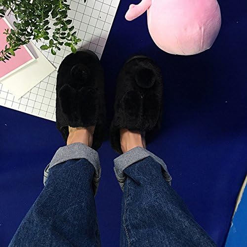 Autumn and Winter Harajuku cute cartoon rabbit ears plush home shoes couple cotton slippers men and women cotton mop floor ,40-41, black hanging ears bunny slippers