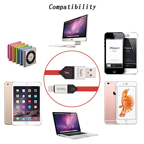 Lightning Kabel, Gaoye 6.6ft USB Ladekabel High-Speed Datenkabel für iPhone 7 7 Plus SE 6s 6 Plus 6 5S 5C 5, iPad Air 2, Mini 3, iPod 5, iPod Nano 7 (2-Pack / 2m) (Lightning Kabel) - 5