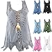 Produktbild Damen Sommer Leinen Oberteile/Dorical Hohl Ärmellos Rundkragen Tank Tops Lang Weste Große Größen T-Shirt Vintage Casual Bluse Lose Oversized Tunika Tops Tee für Frauen & Mutter S-5XL(Grau,XX-Large)