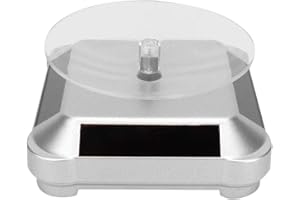 TMISHION Lv. life Solar Display Stand Turntable, Battery Double Used Rotating Solar Energy Multi-Purpose Watch Phone Jewelry Display Makeup Holder Rack for Jewelry Spinner Watch(silver)