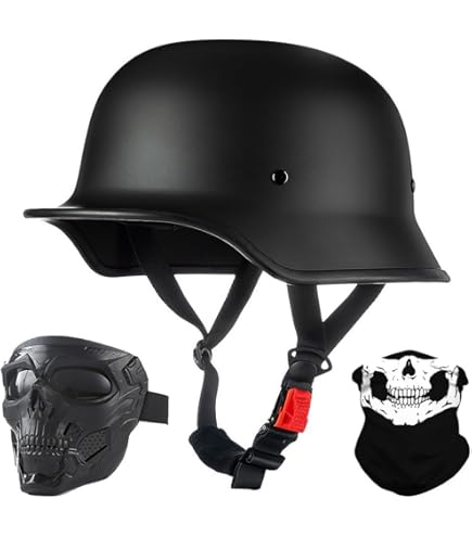 Casque De Moto Allemand Dot ECE Homologué Casque De Moto Vintage À Face Ouverte, Casque Jet Rétro Avec Boucle À Dégagement Rapide Réglable, Scooter Cruiser Pilote Casque Moto Modulable