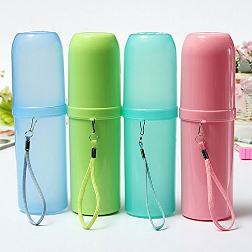 dealglad® Portable Utility Zahnbürstenhalter Zahnputzbecher Zahnpasta Cup Badetuch Reise, Zubehör Set, plastik, Clear Green, 20cm*5.5cm(H*Dia.) - 2