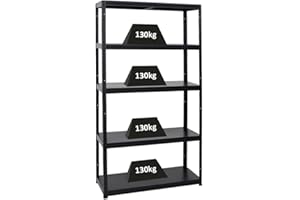 PROREGAL Scaffale per carichi pesanti Steel Eagle | AxLxP 180x100x40cm | Portata per ripiano 130kg | Nero