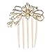 Women's Bridal Wedding Flower Diamante Crystal Rhinestones Pearls Hair Clip Comb (#5)