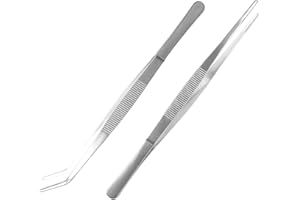 GYXCELC Bent Tweezers Blunt Tweezers 14cm Gebogene Pinzette, Stumpfe Pinzette Edelstahl Profi Rutschfest, Lang Gerade Pinzette Abgewinkelte Pinzetten für Wasserhaustiere, Korallen