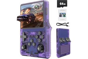 KURATIX R36S 64GB Handheld Retro Gaming Console, Built-in over 20000+ Classic Games, Linux System with 3.5" HD MIPI IPS Screen,3500mAh Portable Gaming & Entertainment Device (Purple, 128GB)