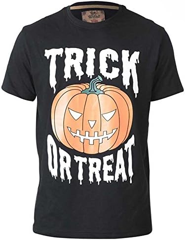 Duke Scary Mens Halloween Print Skeleton OR Pumpkin T Shirt - Black - Pumpkin - 3XL