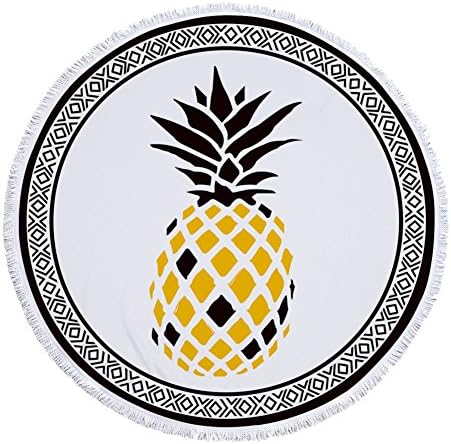 Kybbe Popular Pineapple Round Fringe Beach Towel Throw Tapestry Hippy Boho Gypsy Cotton Tablecloth Yoga Mat Tapestry Wall Hanging By Popular Handicrafts