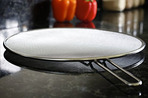 Extrem engmaschiges Spritzschutzsieb aus Edelstahl mit Standfüßen von LiveFresh – Ein erstklassiger Fettschutz, der auf jeden Topf oder jede Pfanne passt und Spritzen verhindert, 33 cm Durchmesser - 4