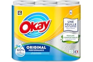OKAYORIGINAL Okay Original papier essuie tout blanc 2 X 6 rouleaux économique et résistance pour la cuisine