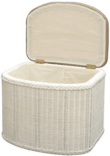 Rattan Wäschekorb / Wäschetruhe in der Farbe Weiss mit gepolsterten Sitz – Versandkostenfrei in DE, Großer heller Wäschesammler/Sitztruhe aus Natur-Rattan auch perfekt als Badhocker/Sitzhocker - 3