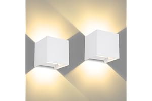 Kinkiety Zewnętrzne LED 12W, IP65 Wodoodporne Lampa ścienna, Canmeijia, Regulowana Aluminiowa Biały Lampa ścienna, 3000k Ciepłe światło Do Ogrodu, łazienki, Sypialni, Salonu (2 Paczki)