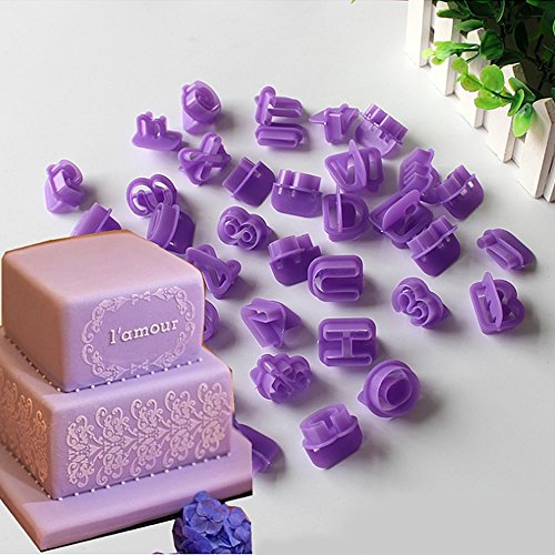 Faburo 52tlg Fondant Ausstecher ,44 Buchstaben Ausstechformen Alphabet Zahlen und 12pc Ausstecher Stempel ,Tortendeko - 5