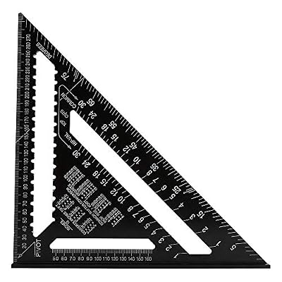 Zerodis Équerre Triangle Règle d'Angle Rapporteur Outil de Mesure en Alliage d'Aluminium de Haute Précision 12 Pouces, Noir