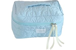 GSENHUI Podróżna kosmetyczka, pikowana kosmetyczka damska, z kwiatowym wzorem, duża pojemność, przenośna kosmetyczka dla dzieci, dziewcząt, mężczyzn, C niebieski