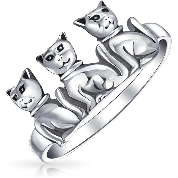 Simpatico gatto con amore cuore aperto dichiarazione anello in argento Sterling 925 cristallo CZ coppie animali domestici gatti promessa anelli impilabili per dita gioielli regali per donne ragazze Simpatico gatto con amore cuore aperto dichiarazione anello in argento Sterling 925 cristallo CZ coppie animali domestici gatti promessa anelli impilabili per dita gioielli regali per donne ragazze