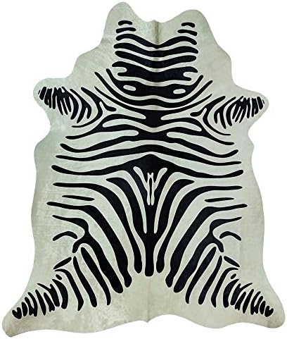 Cowhide Zebra Fur Patch QM Black White Leather ? Strong &amp; Durable ? Carpet or Decoration for the Wall ? Under Chair, Table or Bedside Rug