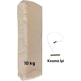 DSH Doğal Seramik Hamuru Beyaz Seramik Hamuru, Doğal Kil &Ccedil;amuru, Oyun Hamuru, 10 Kg, &Ccedil;amur Kesme Teli-ipi beyaz
