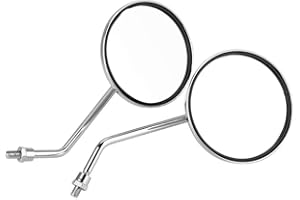 ‎TBEST Scooter Mirror M8, Motorcycle Mirror, Chrome, 1 Pair 8 mm Right and Left Side Motorcycle Rear View Mirror, Round Motorcycle Mirror for Dirt Bike, ATV