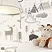 Produktbild NEWROOM Kindertapete Grau Papiertapete Schwarz Creme Kinder schöne moderne und edle Optik für Babys, Jungs oder Mädchen, inklusive Tapezier Ratgeber Kindertapete Grau Elch Zelte Kinder