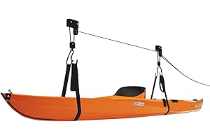 Hoteche Kajak Aufhängung Fahrradlift | Kajak Zubehör mit 16m Seil | Deckenhalterung für Kanus & Fahrräder| Tragkraft 57KG.