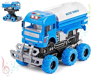 zest 4 toyz Friction Power 2 in 1 Water Tanker Push and Go Vehicles Toy with Light & Sound Effects Toy for Kids Boys and Girls-Blue