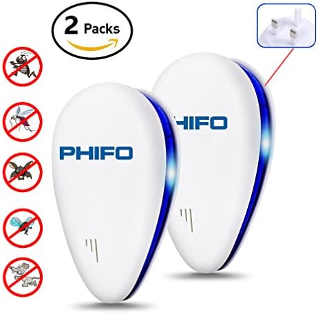 [2018 UPGRADED] Pest Control Ultrasonic Insect Repellent - PHIFO 2 Packs Insect Repellent Mouse Repellent Eco-Friendly Pest Repeller for Human &amp; Pet Safe Pest Warrior, Perfect For Mice, Roaches, Bugs, fleas, Mosquitoes, Spiders (2 Pack)