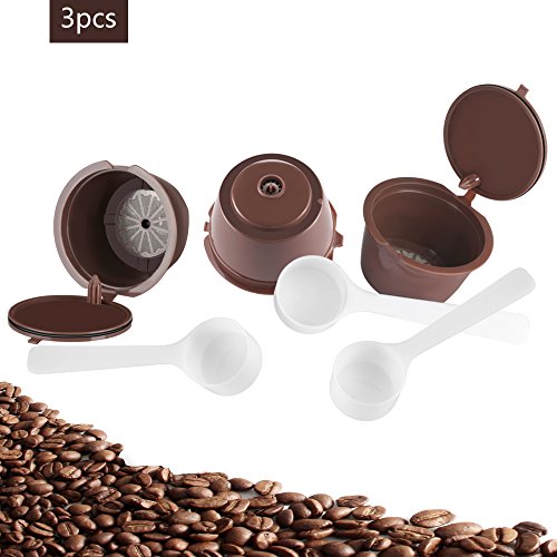 Konesky Refillable capsule caffè riutilizzabile compatibile per Nescafe capsule Dolce Gusto genio, piccolo, esperta and circolo (3 pezzi)