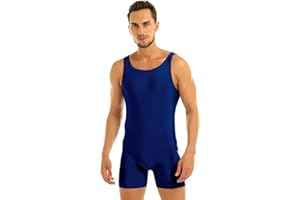 Nyeemya Men's Stretchy One Piece Sleeveless Unitard Romper Gymnastic Sport Bodysuit Boy Leg Bikini Leotard