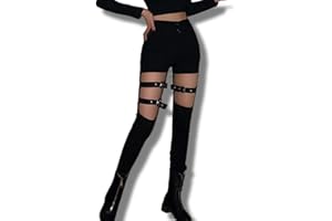 SARGE Printemps été Femmes Gothique Punk Pantalon Femme Sexy élastique Stretch Boucle évider Maigre Crayon Pantalon Femmes Pantalon serré 2022