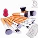 Start makers® 12+1 Piece Professional Makeup Brushes - Bamboo Handle Make up Brushes with Bag - Natural hair Kabuki Makeup Brushes Set - Beauty Make up - Make up Sponges - Foundation Blending Liquid Mineral Makeup Kit with Travel Pouch (12 brushes with makeup Blender)