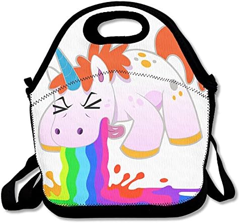 Unicorn Spew Rainbow Lunch Tote Insulated Reusable Picnic Lunch Bags Boxes Neoprene Food Bag