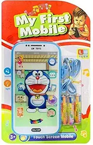 ShopWaves Kids Toys Digital Mobile Phone with Touch Screen Feature, Amazing Sound and Light Toy (Sky Blue)