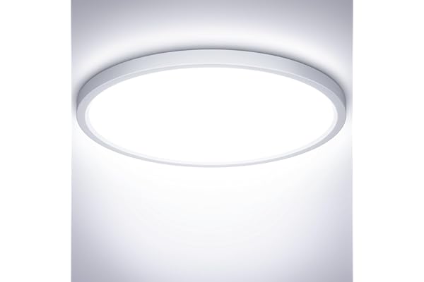NIBSHOOM Plafonnier LED 24W Étanche IP44, Luminaire Blanc Froid 6500K 2400LM, Lampe Ronde 30cm Pour Chambre, Salle De Bain, Salon, Cuisine, Bureau